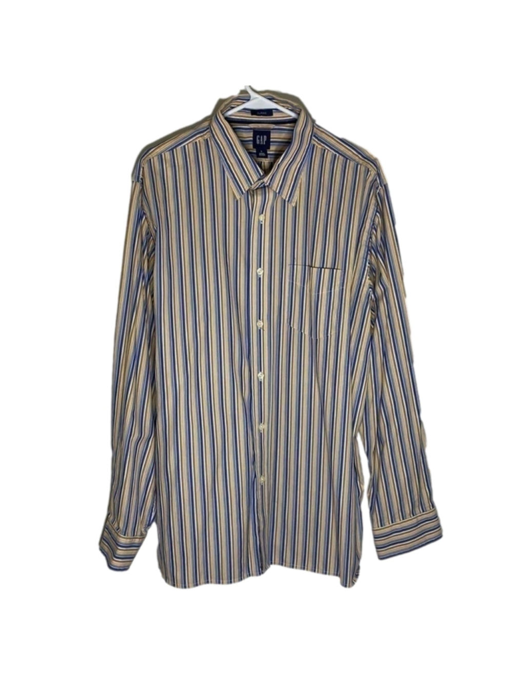 BLUE, TAN AND WHITE GAP BUTTON-UP MENS SHIRT